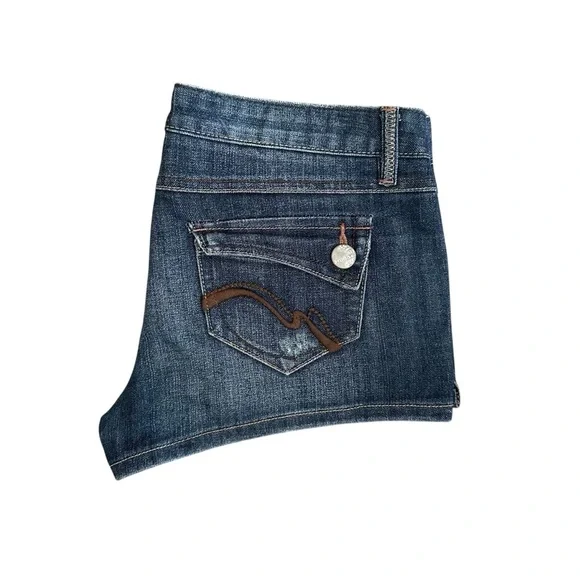 Mudd Dark Wash Denim Jean Shorts with Embroidered Back Pockets Junior’s 7 - Picture 4 of 12